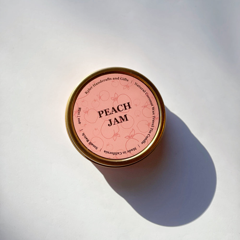 Peach Jam - Travel Tin Candle – Kyler Handcrafts and Gifts